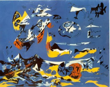 350 人の有名アーティストによるアート作品 Painting - ブルー・モビー・ディック ジャクソン・ポロック